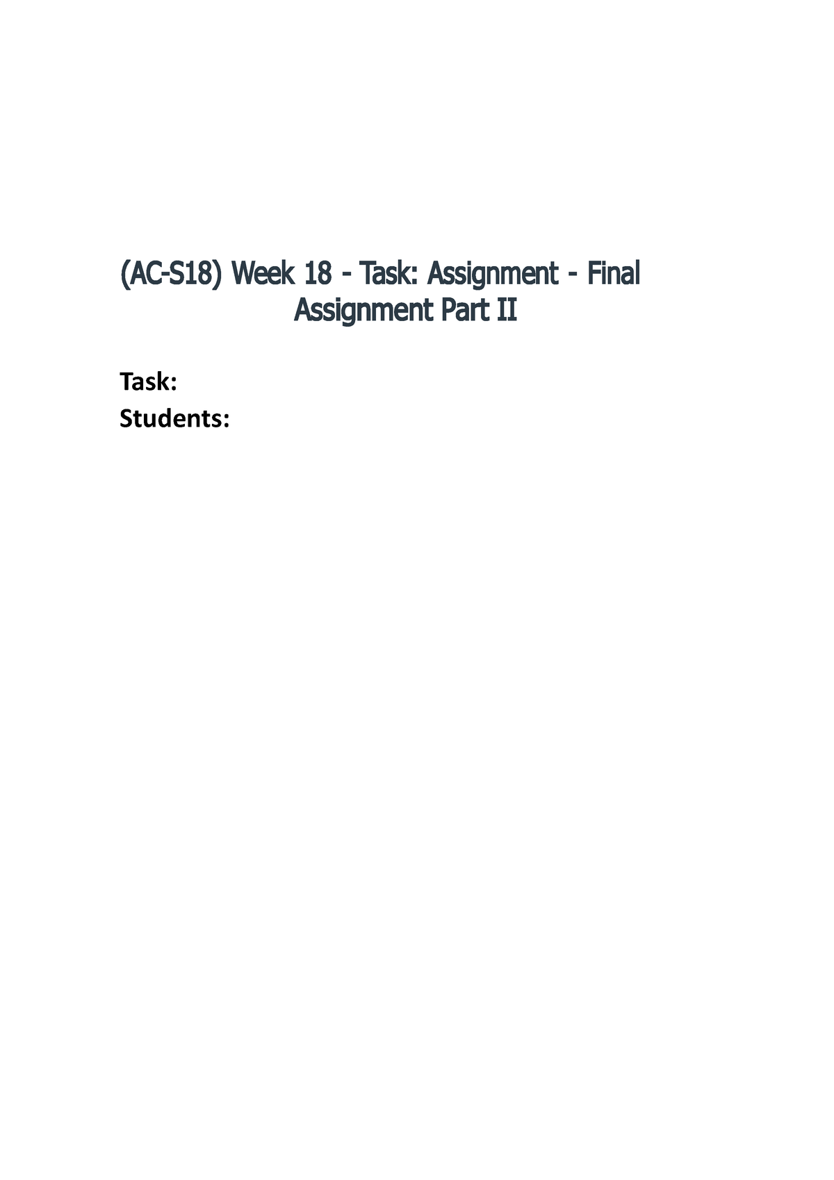 task assignment final assignment part ii