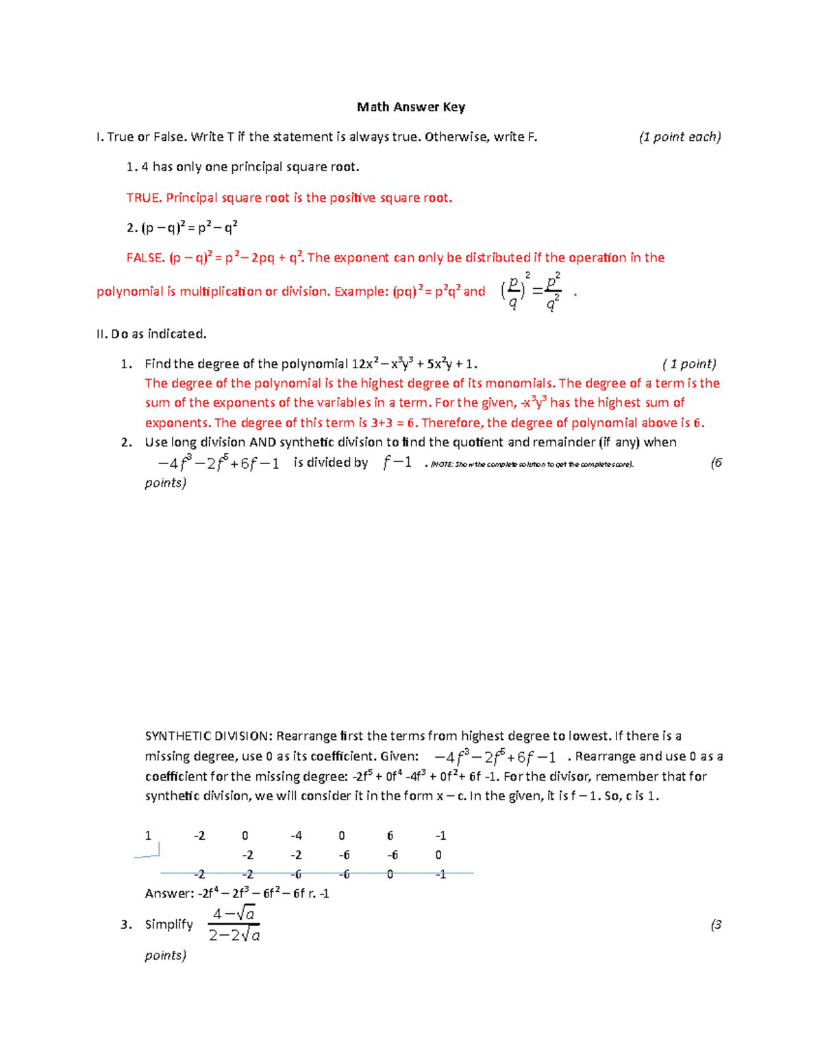 Math Answer Key - Discrete Mathematics 1 - Studocu