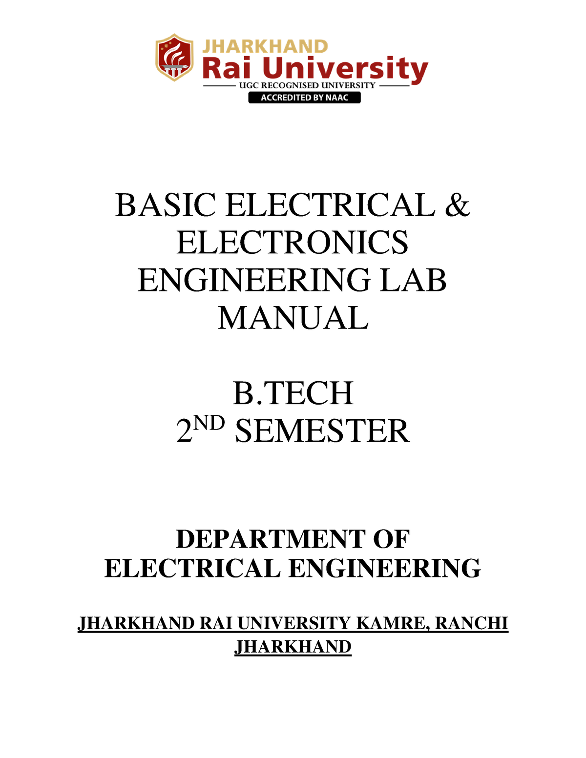 LAB Manual Basic Electrical & Electronics Engineering-B - BASIC ...