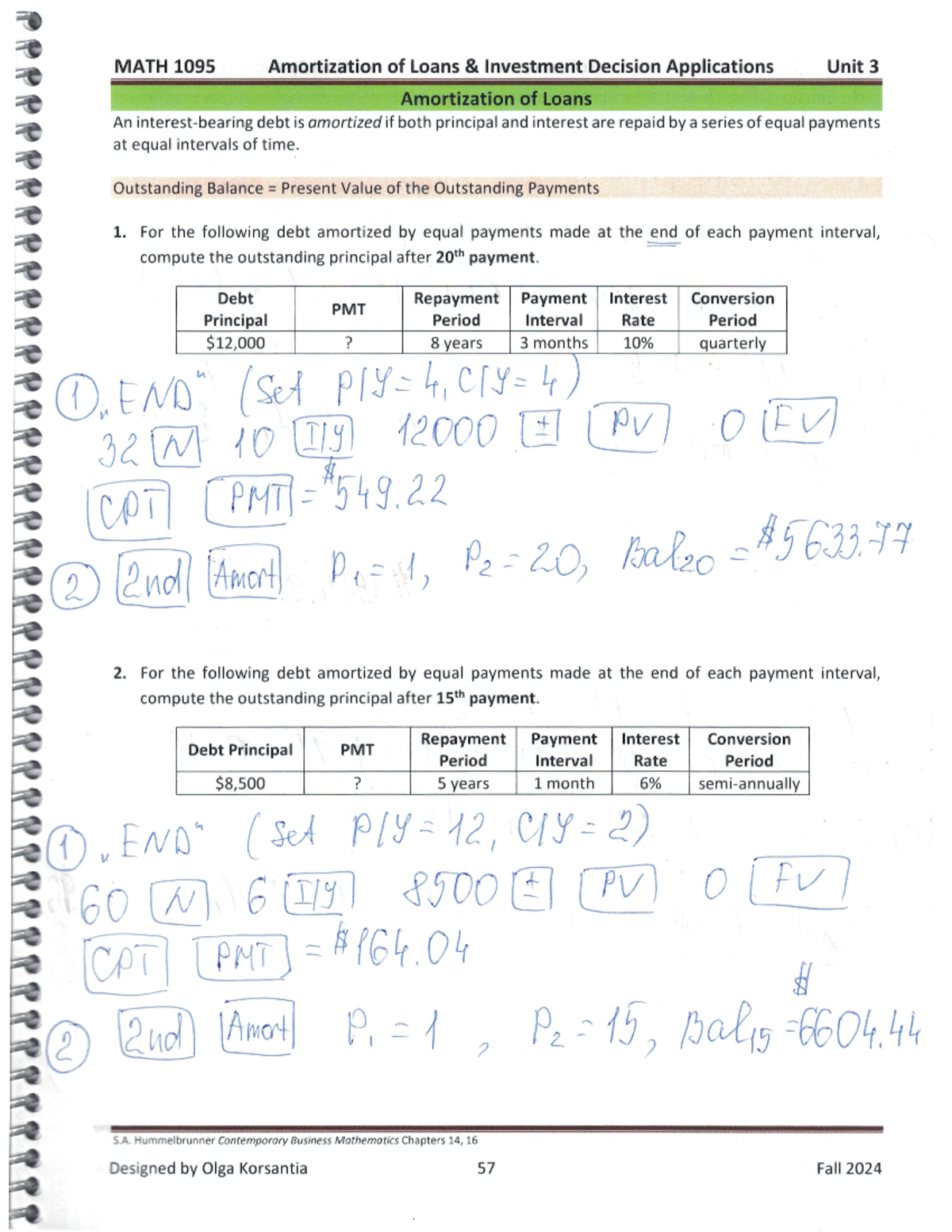 MATH1095 - W12 Unit 3 (Part 1 of 3) - Class Notes Fall 2024 - MATH 1095 ...