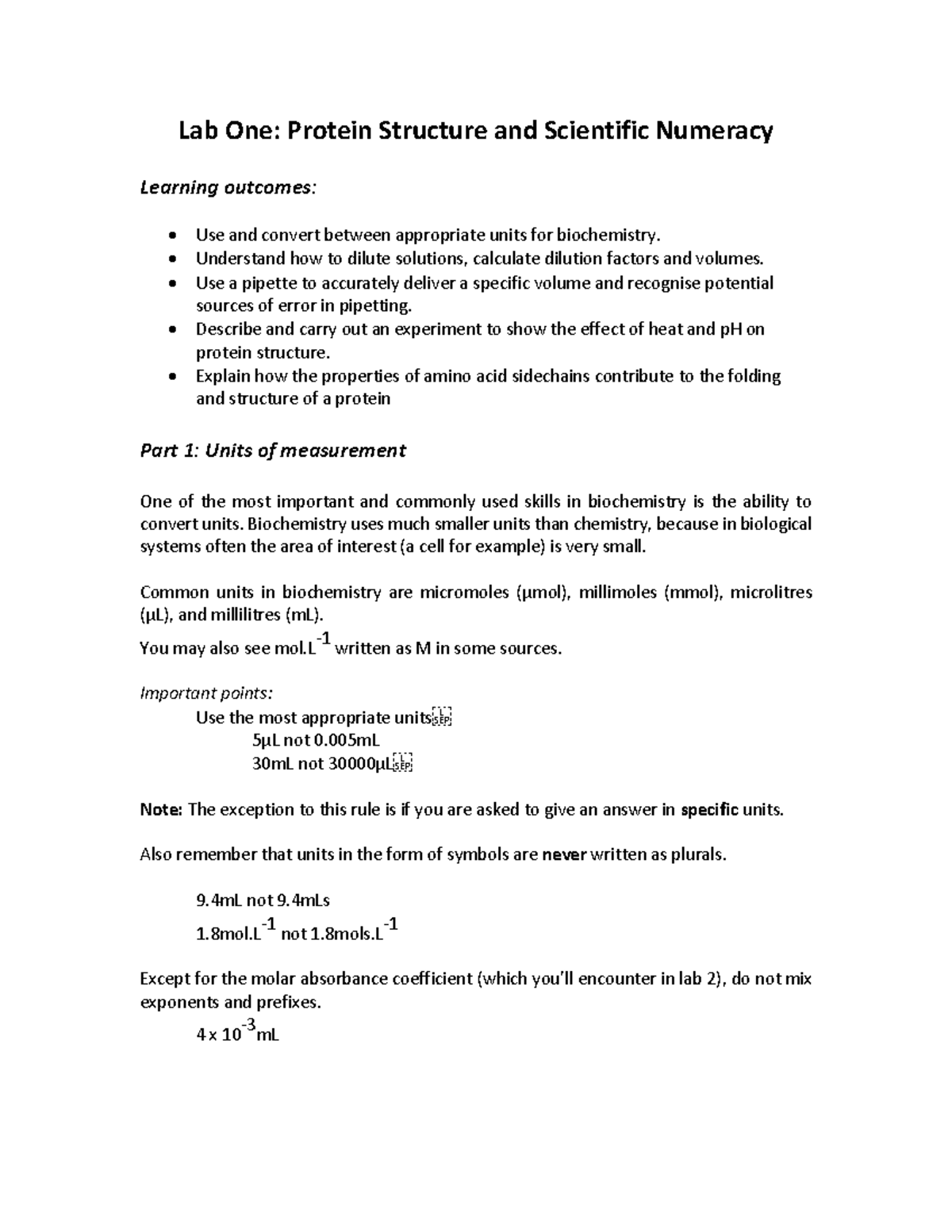 Lab 1. Summary 2023 - Lab One: Protein Structure and Scientific ...
