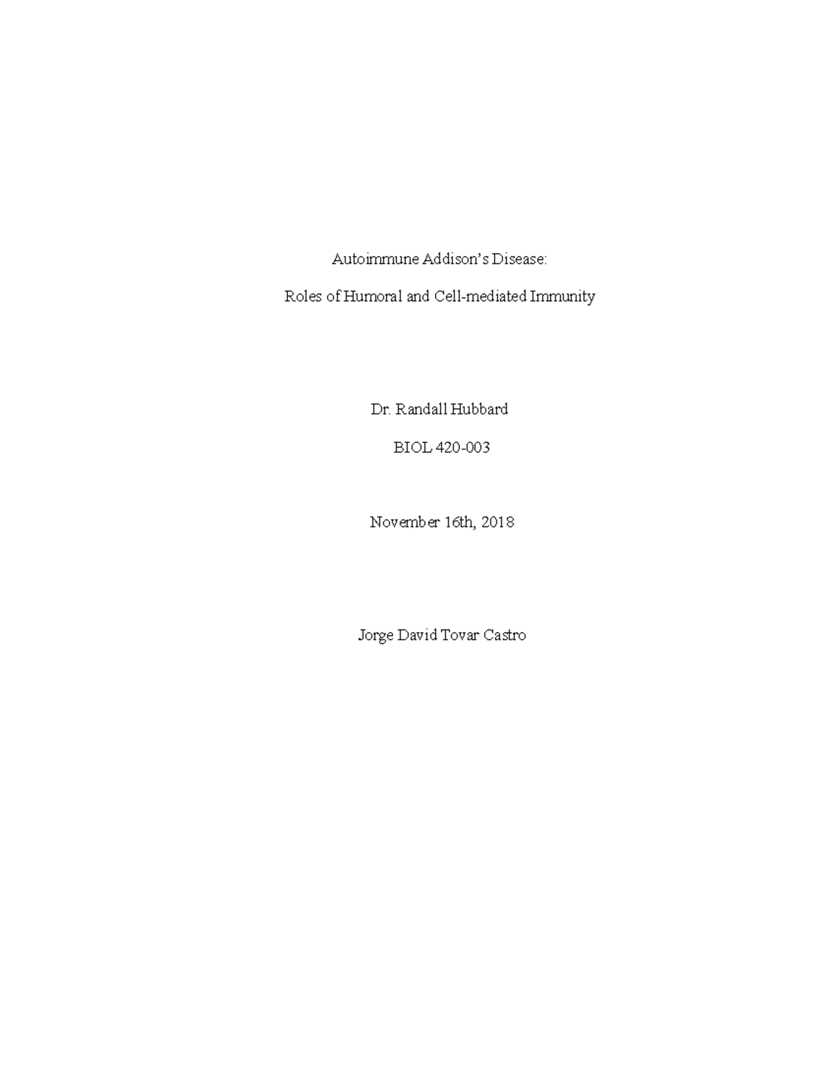Addison's Disease Immunology Paper - Autoimmune Addison’s Disease ...