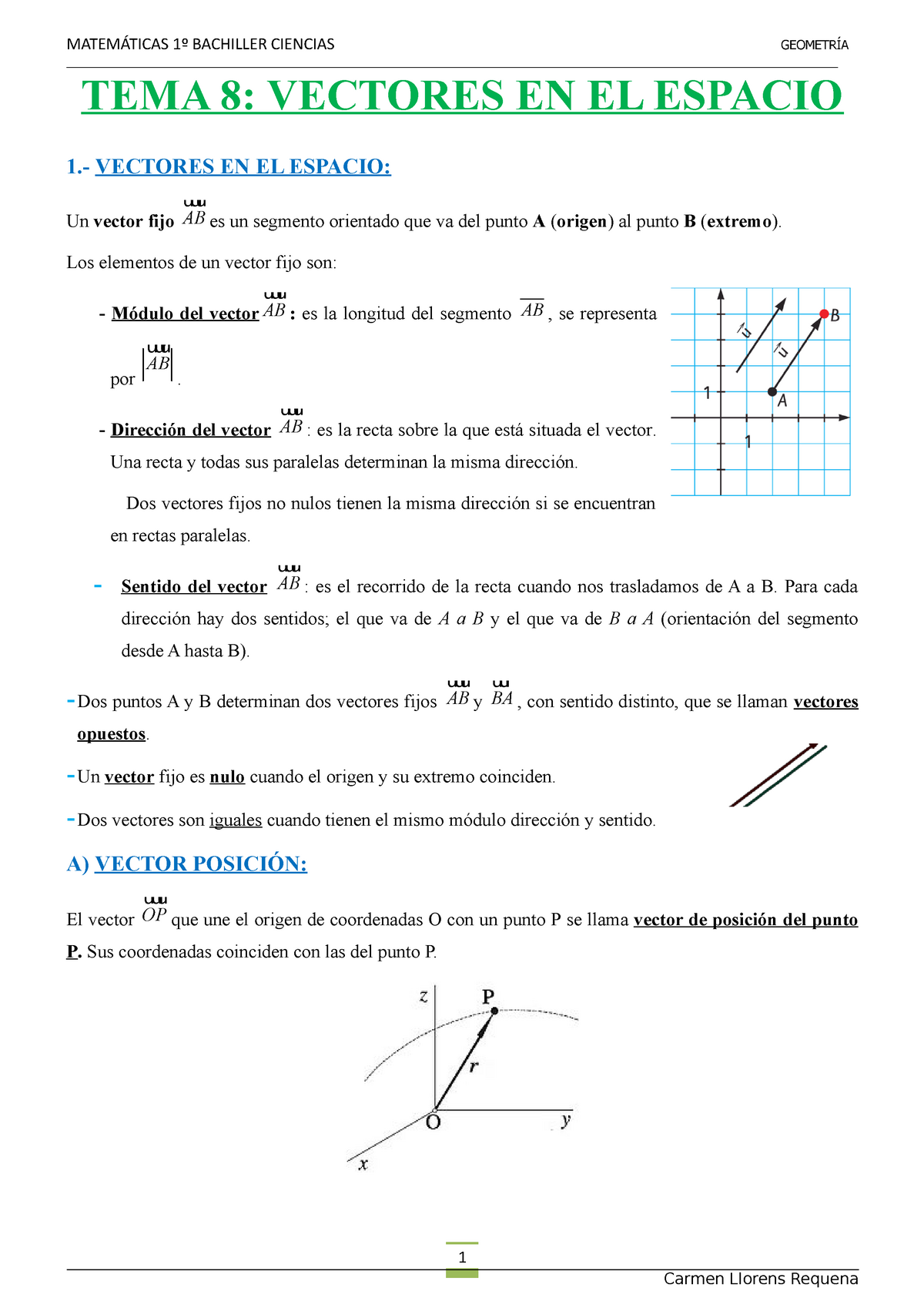 Tema76- Vectores En El Espacio - 1 TEMA 8: VECTORES EN EL ESPACIO 1 ...
