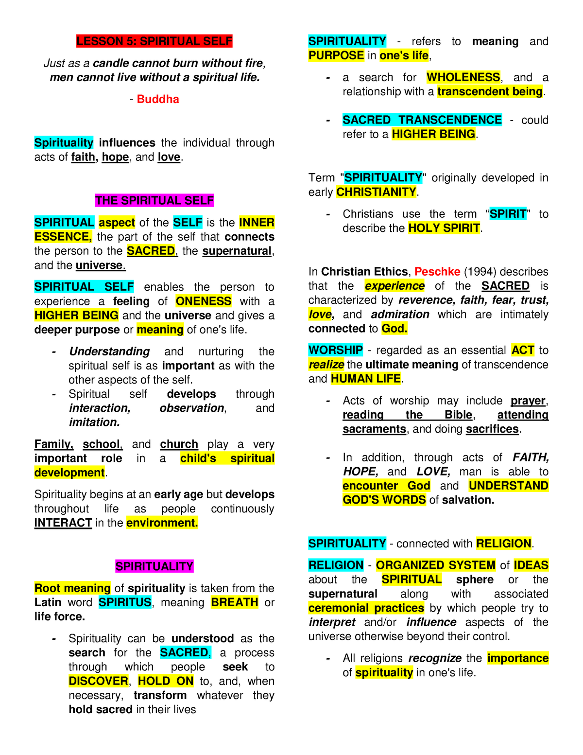 spiritual self understanding the self essay