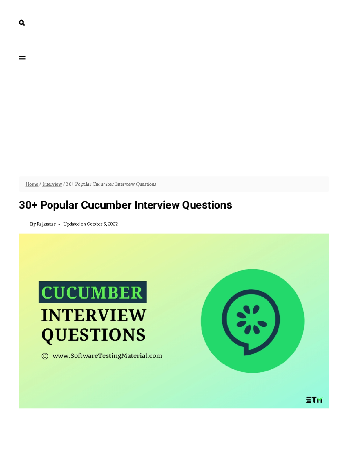 30+ Popular Cucumber Interview Questions - Home / Interview / 30 ...