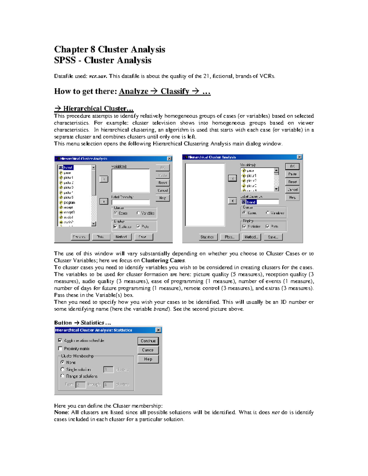practical using spss - Chapter 8 Cluster Analysis SPSS - Cluster ...