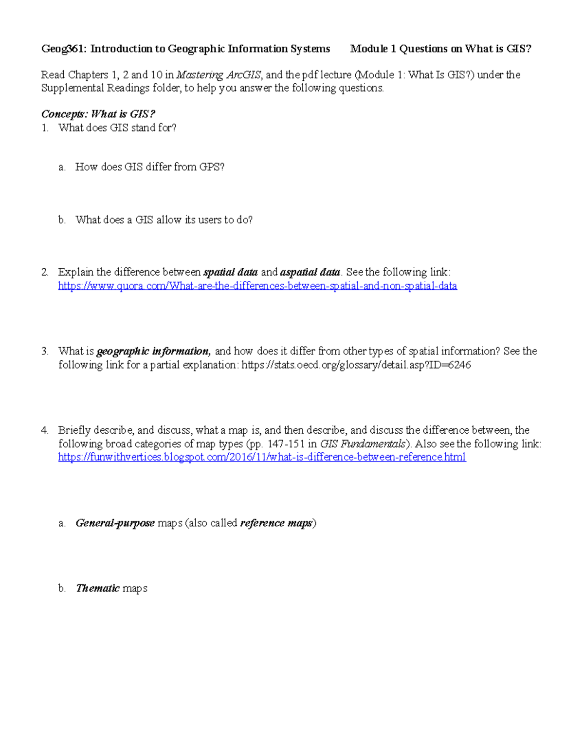 Module 1A Questions - Concepts: What Is GIS? What Does GIS Stand For? A ...