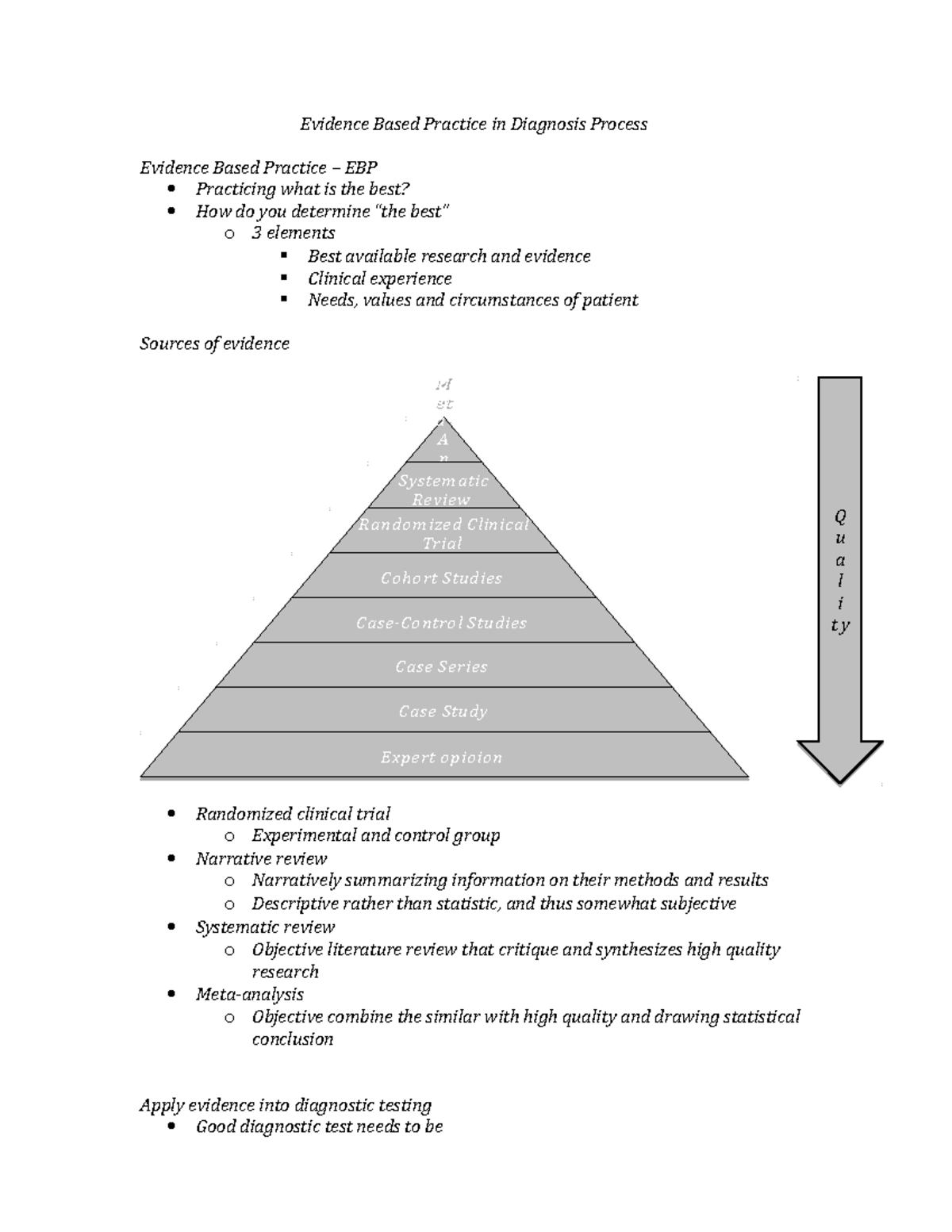 EBP Notes Upper - From Starky Eval book - Evidence Based Practice in ...