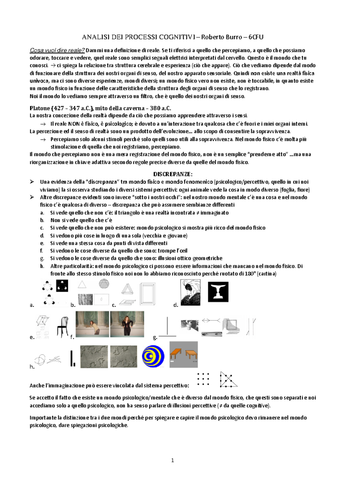 Analisi dei processi cognitivi 1 - ANALISI DEI PROCESSI COGNITIVI ...