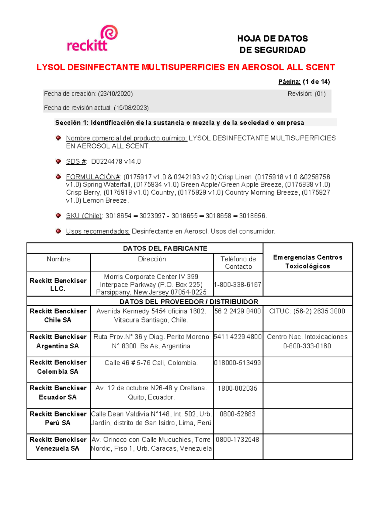 17280 CLB hs - H223 Aerosol inflamable. H229 Recipiente presurizado ...