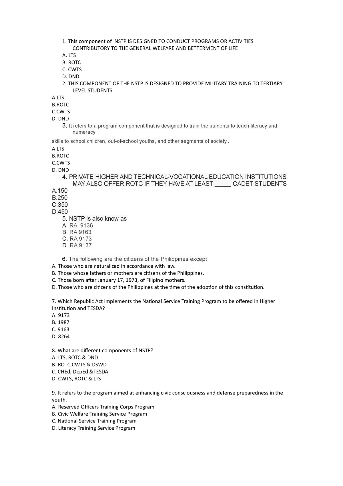 Midterm Nstp1 - This Component Of NSTP IS DESIGNED TO CONDUCT PROGRAMS ...