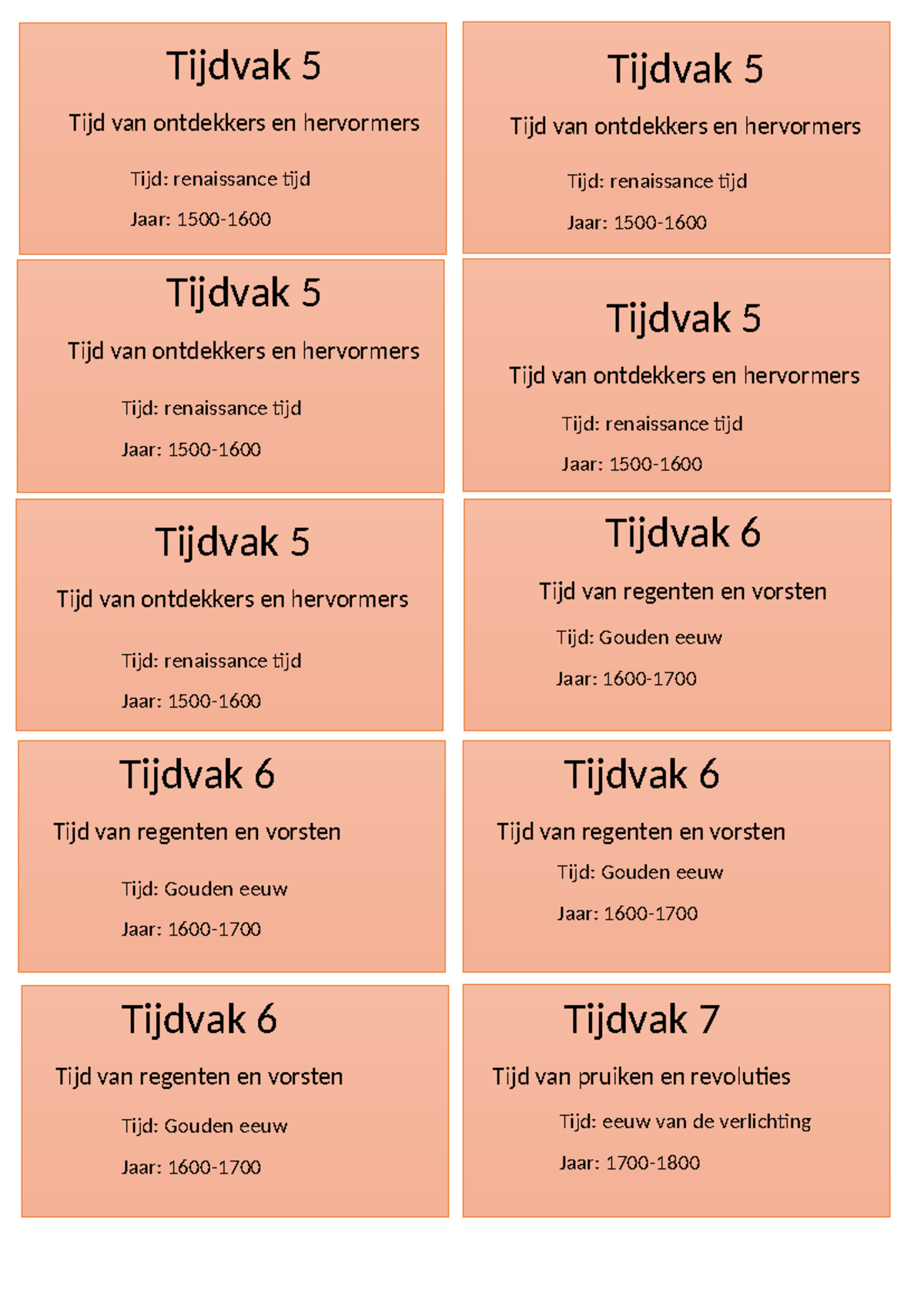 Tijdvak 5 t/m 8 leerkaartjes kemerkende aspecten - Tijdvak 5 Tijd van ...