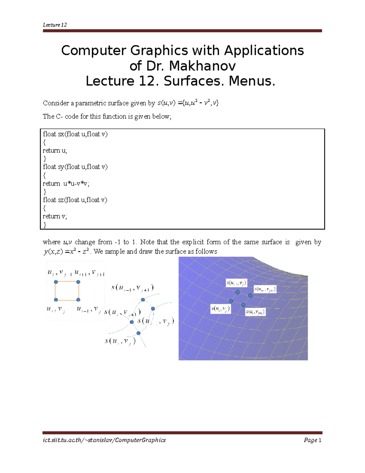 L12 2020 - Computer Graphics with Applications of Dr. Makhanov Lecture ...