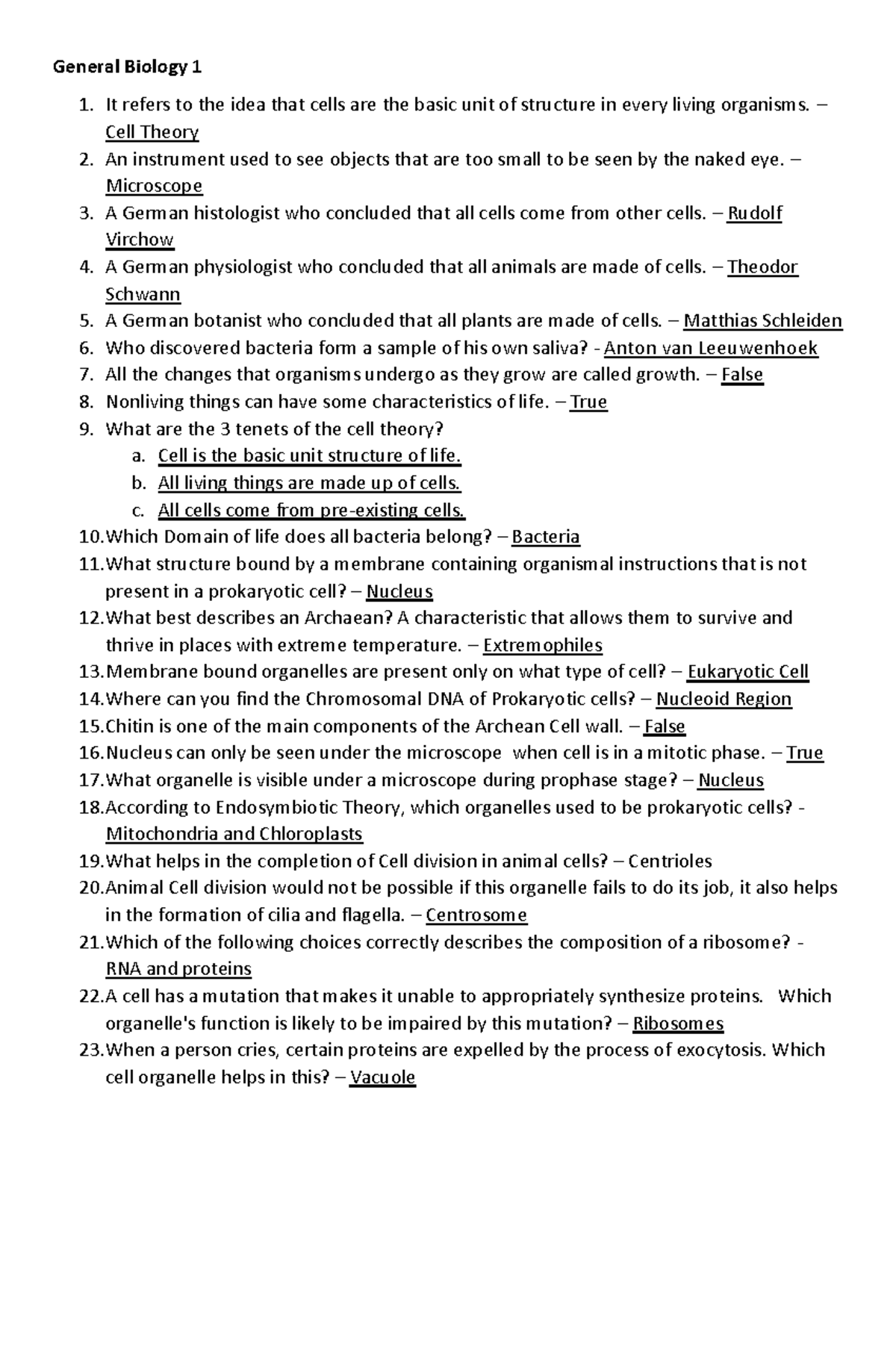 General Biology - SHS - General Biology 1 It refers to the idea that ...