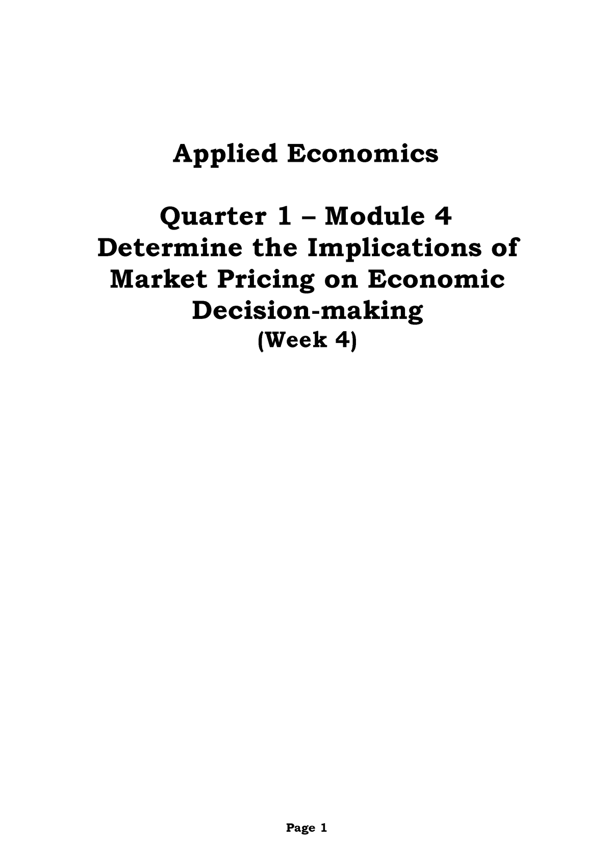 Applied Economic Quarter 1 Module 4 WEEK4 - Applied Economics Quarter 1 ...