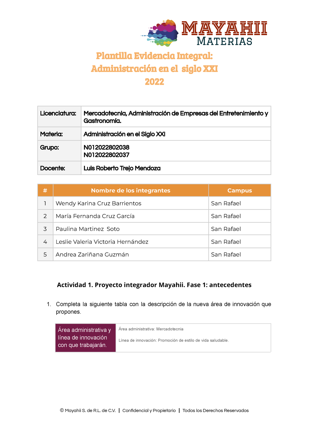 Actividad 1 Proyecto Integrador Mayahii Fase 1 Antecedentes - Plantilla ...