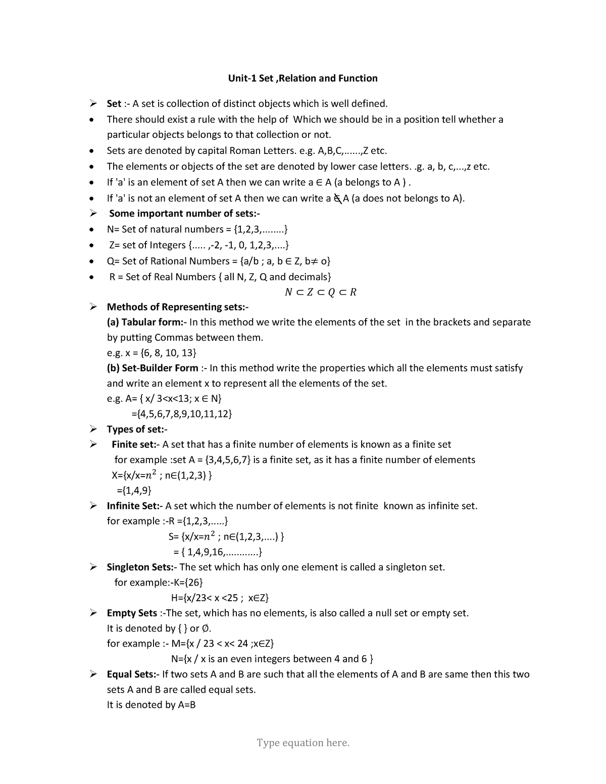 Math Unit1 set theory (IT) maths - Unit-1 Set ,Relation and Function ...