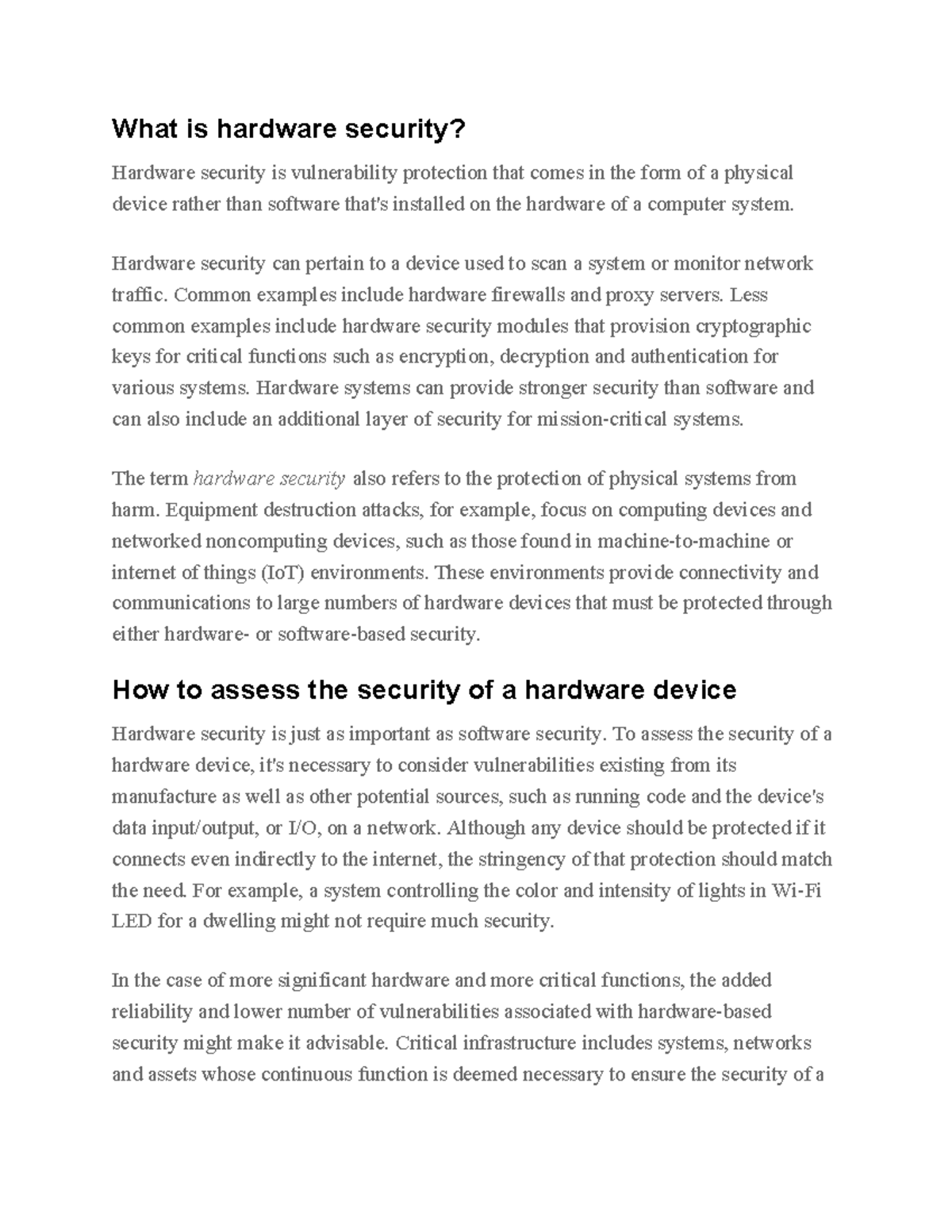 What is hardware security What is hardware security? Hardware