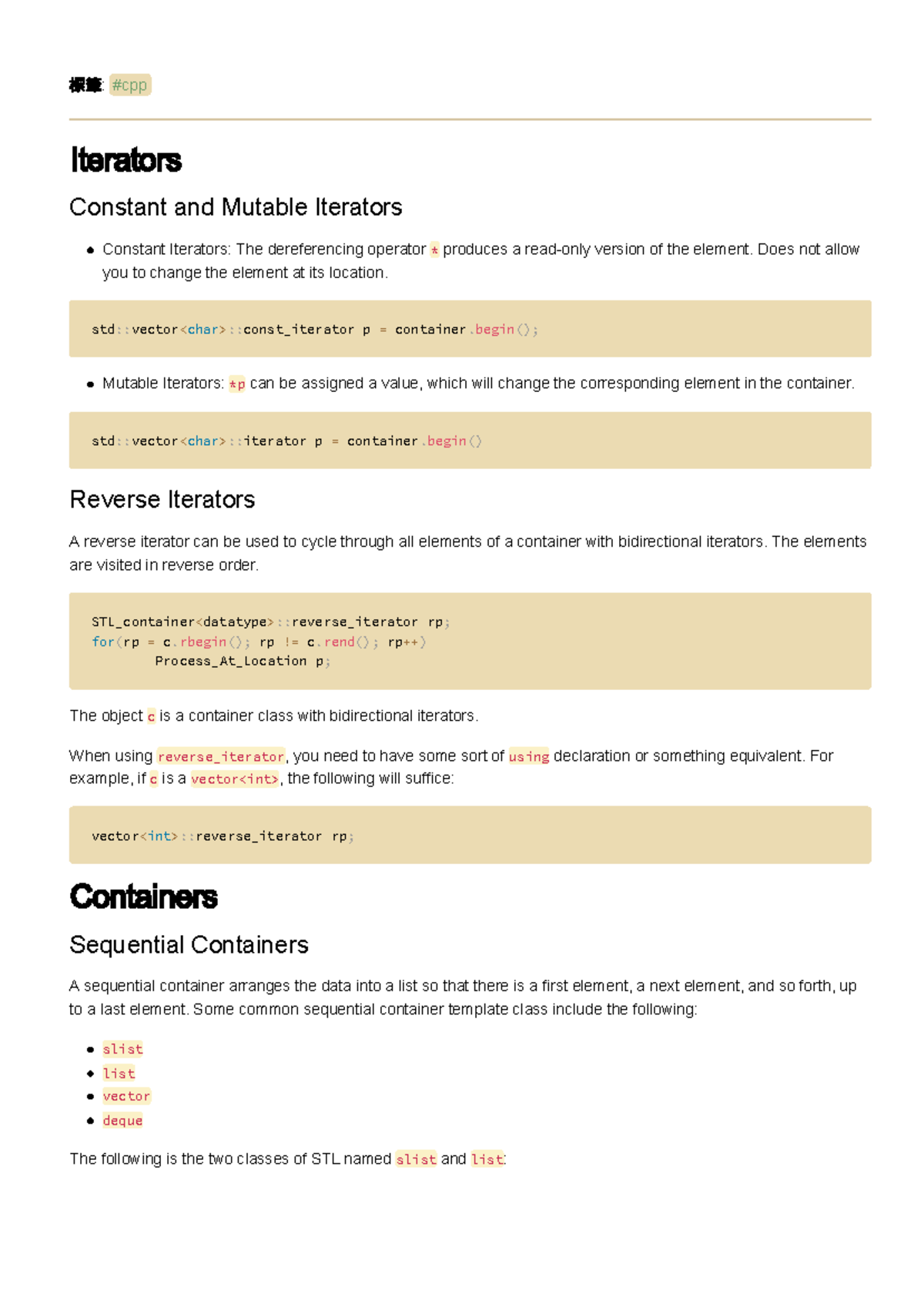 Standard Template Library - 標籤: #cpp Iterators Constant and Mutable ...