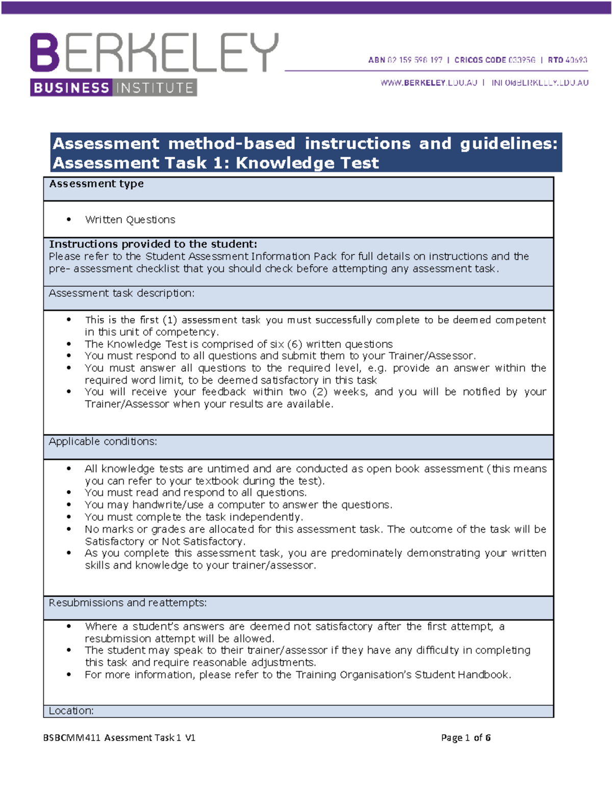 Bsbcmm 411 Assessment Task 1 - BSBCMM411 Asessment Task 1 V1 Page 1 Of ...