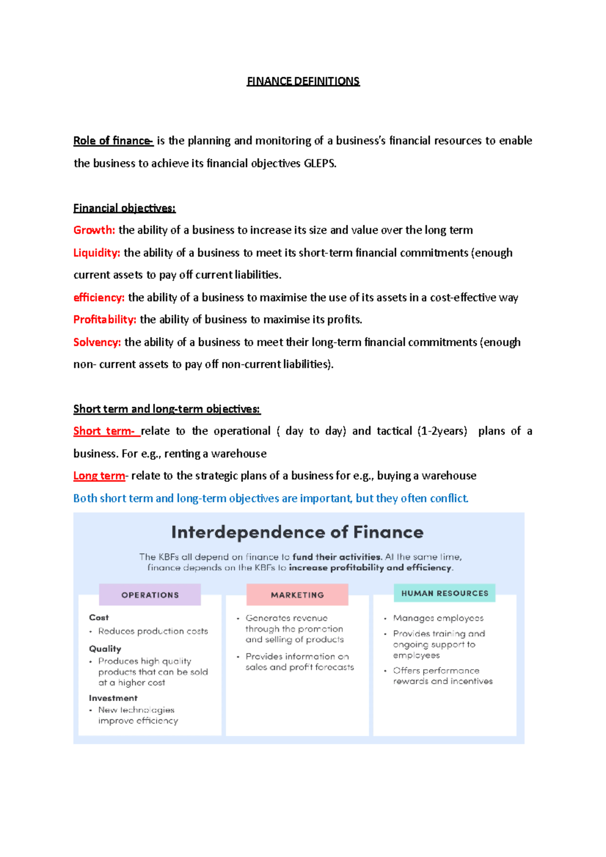Finance Definitions - FINANCE DEFINITIONS Role of finance- is the ...