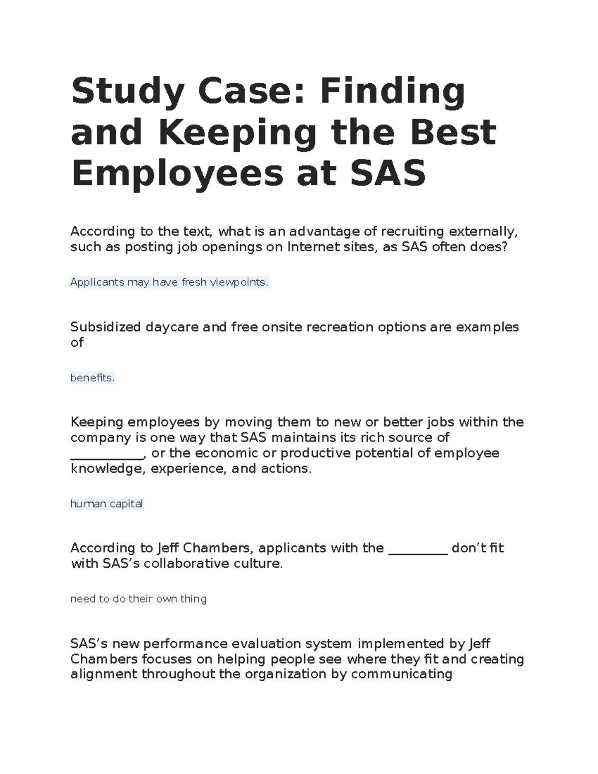 Study Case: Finding and Keeping the Best Employees at SAS - Study Case ...