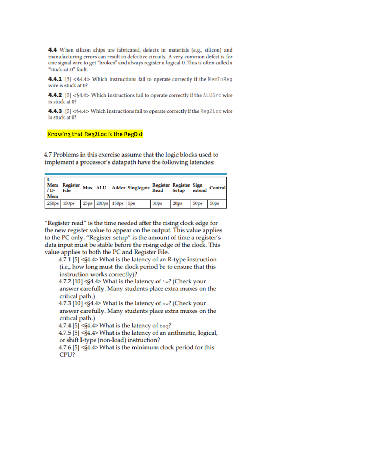 Homework- Chapter 4 - Computer Organization - Knowing that Reg2Loc is ...