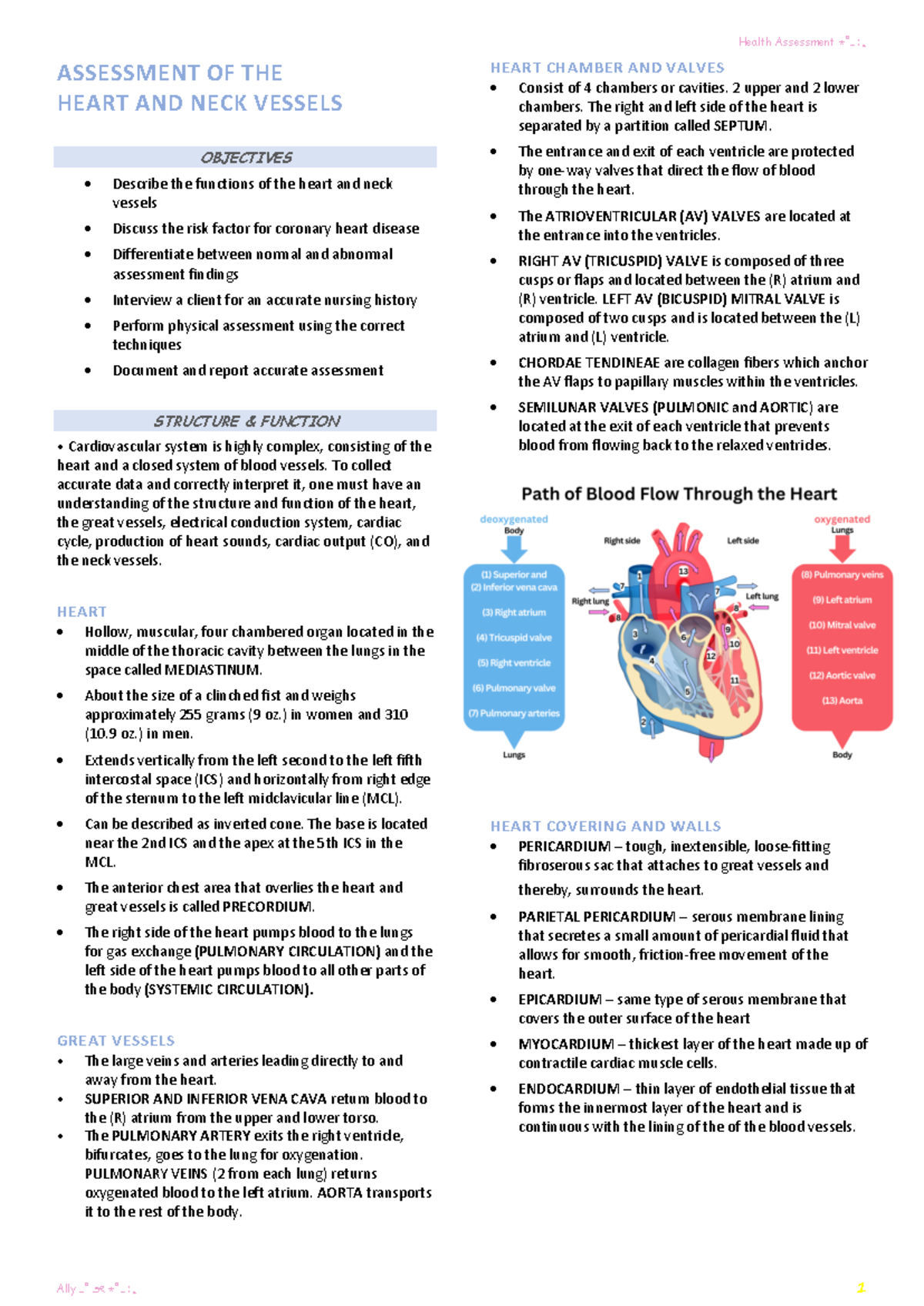 Heart And Neck Vessels - ASSESSMENT OF THE HEART AND NECK VESSELS ...