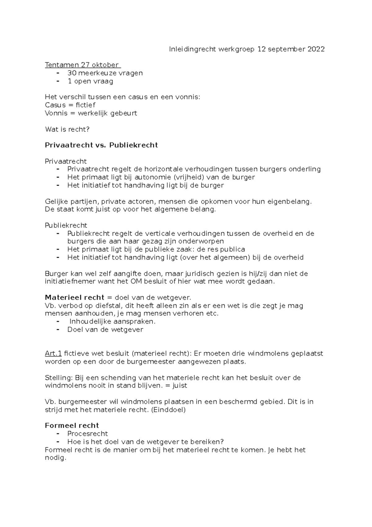 Studeersnel Doc 1 Werkgroep 1 IR - Inleidingrecht Werkgroep 12 ...