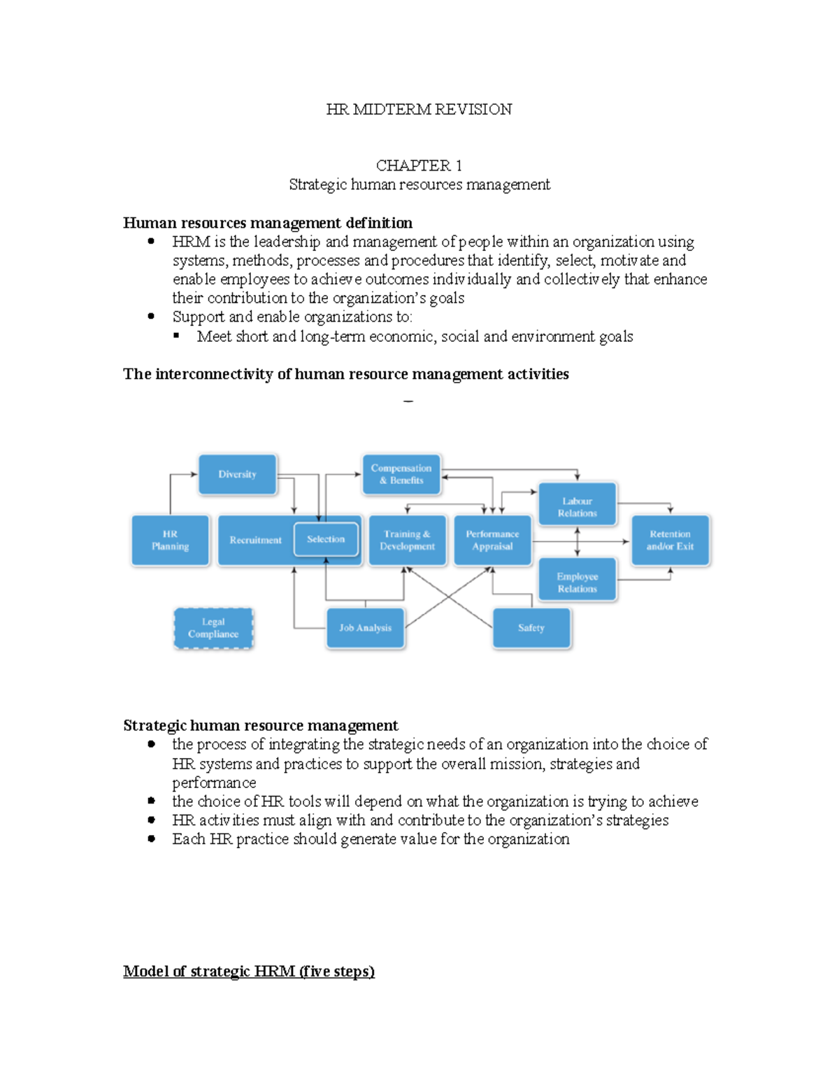 HR Midterm Revision - HR MIDTERM REVISION CHAPTER 1 Strategic human ...