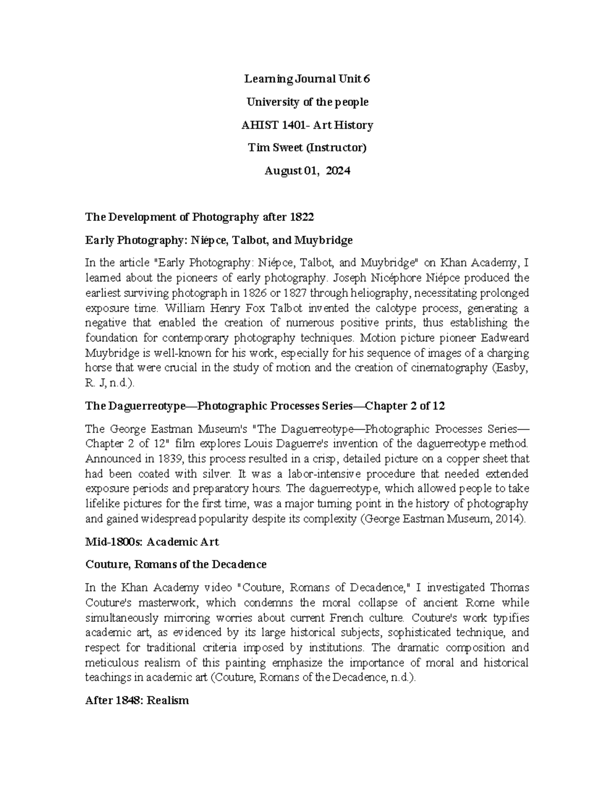 Learning Journal Unit 6 Ahist 1401 - Learning Journal Unit 6 University ...