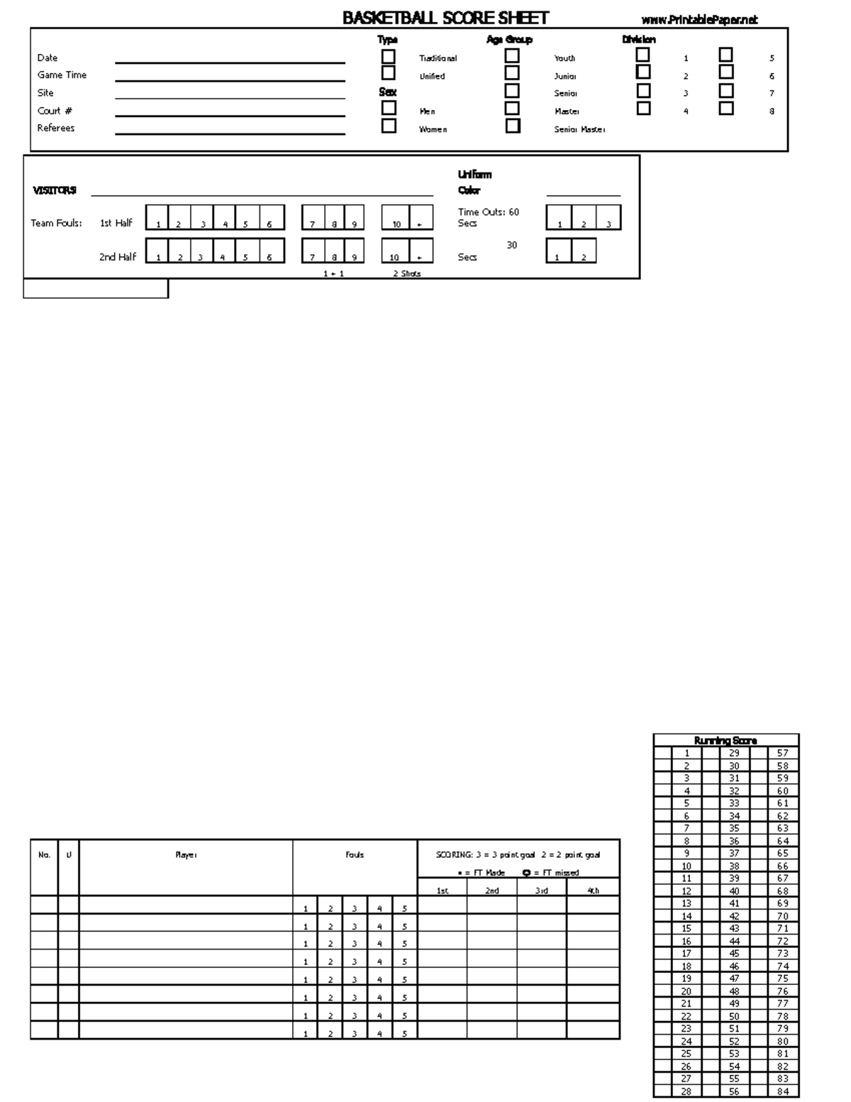 Editable-template-for-basketball-scoreboard - Basketball Score Sheet 