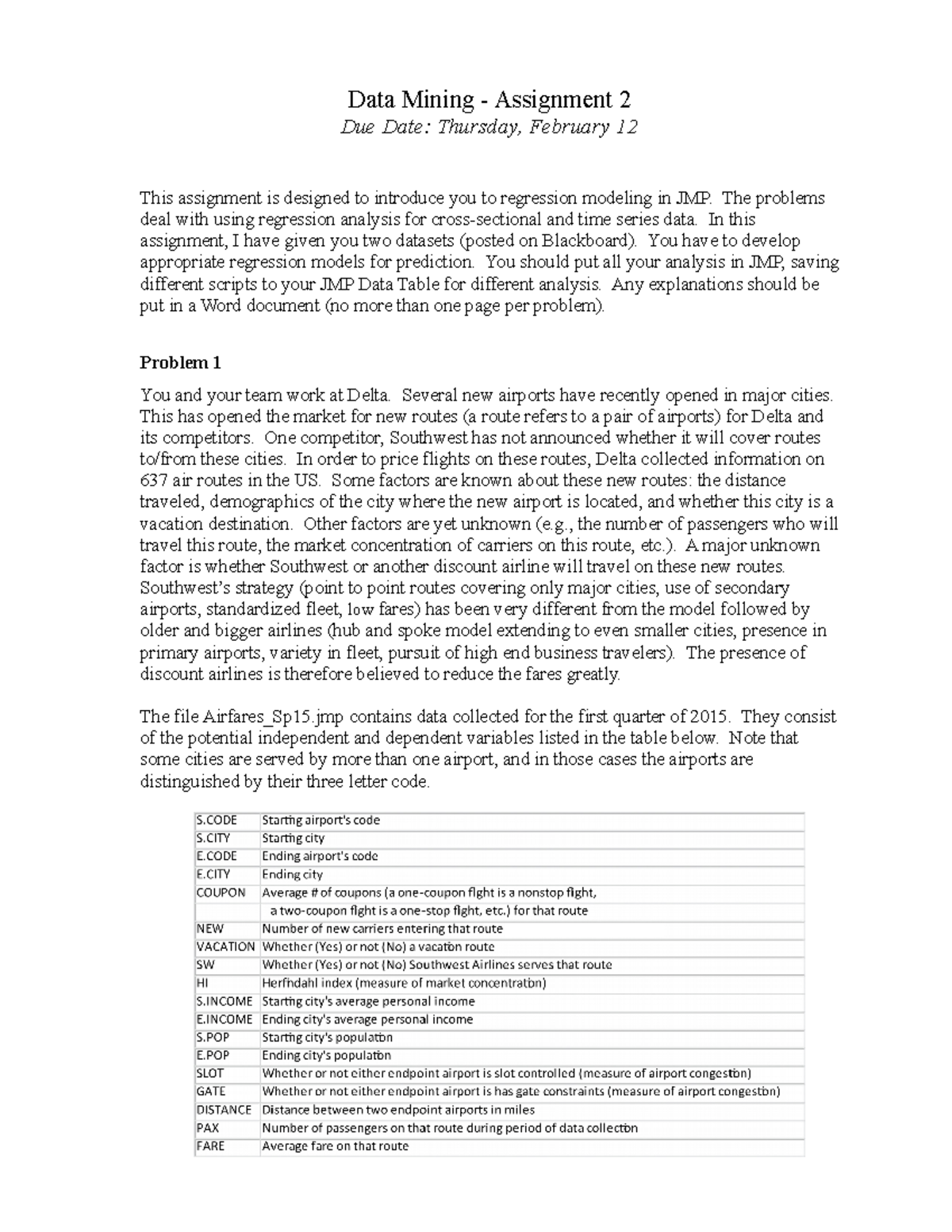Assign 2 Sp15 - Data Mining - Assignment 2 Due Date: Thursday, February ...