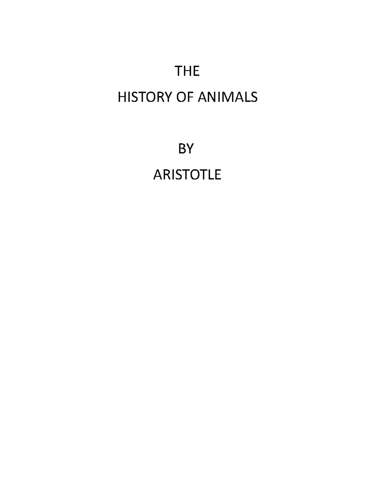 The History Of Animals By Aristotle Book 2