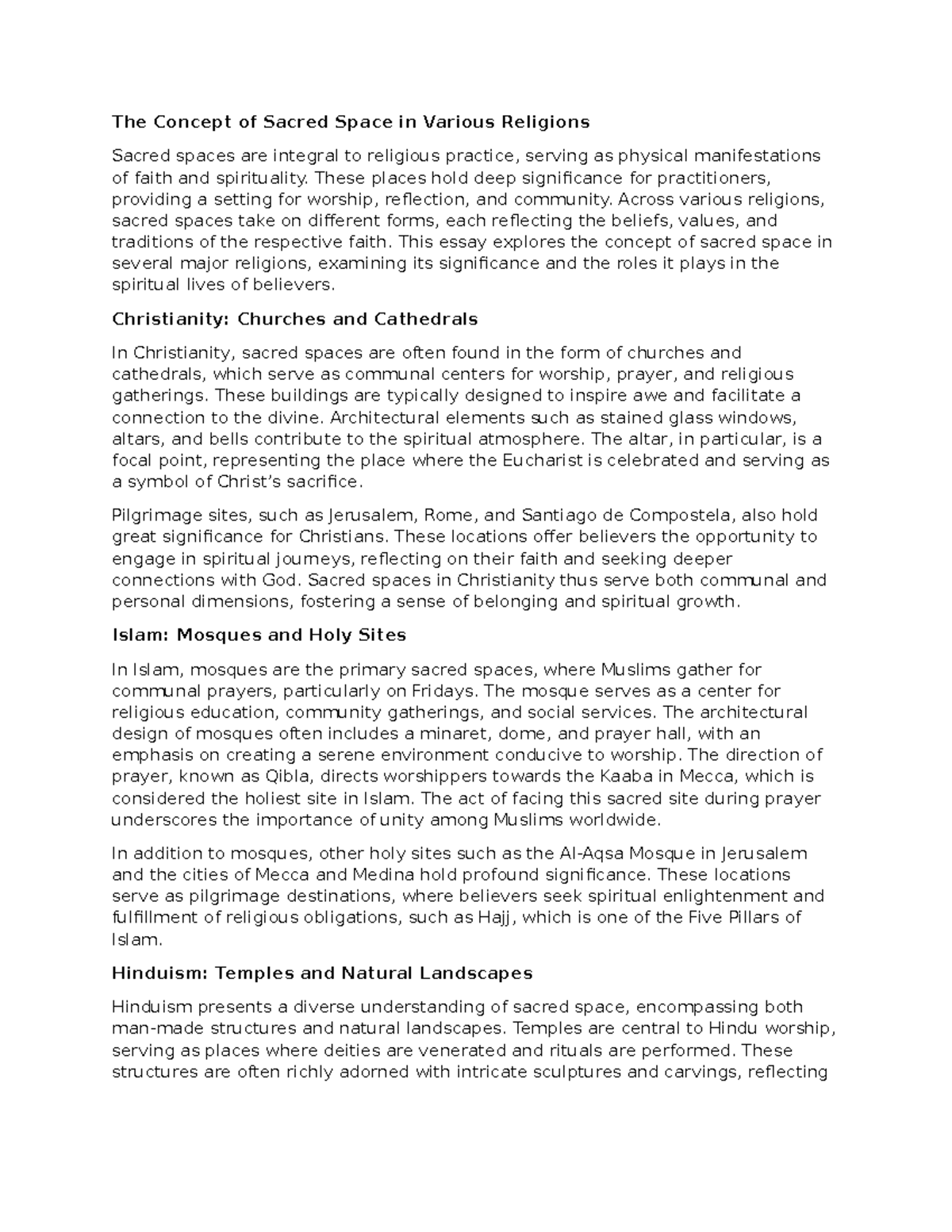 The Concept of Sacred Space in Various Religions - These places hold ...