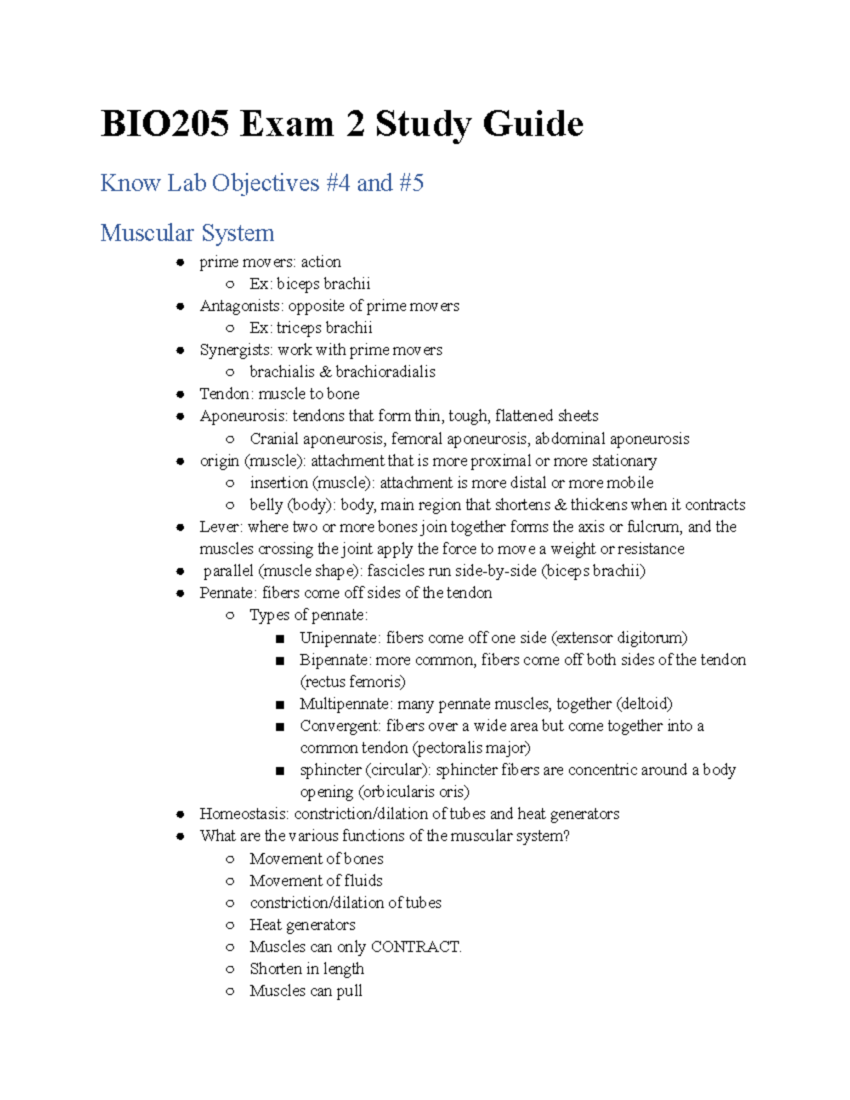 Anatomy lab exam 2 ,2 ([DP 6WXG\ *XLGH .QRZ /DE 2EMHFWLYHV DQG