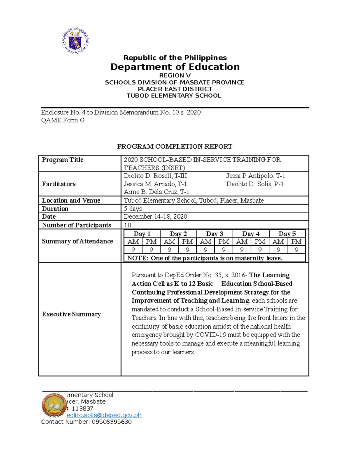 inset-completion-report-department-of-education-region-v-schools