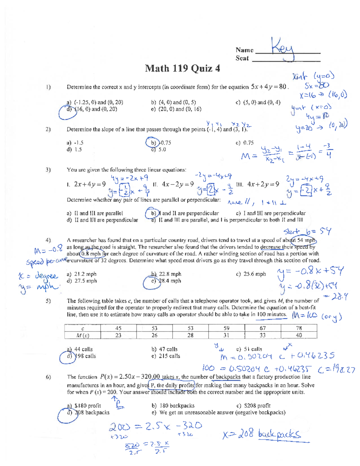 119 S24 scanned key - Quiz 4 - MAT 119 - Studocu