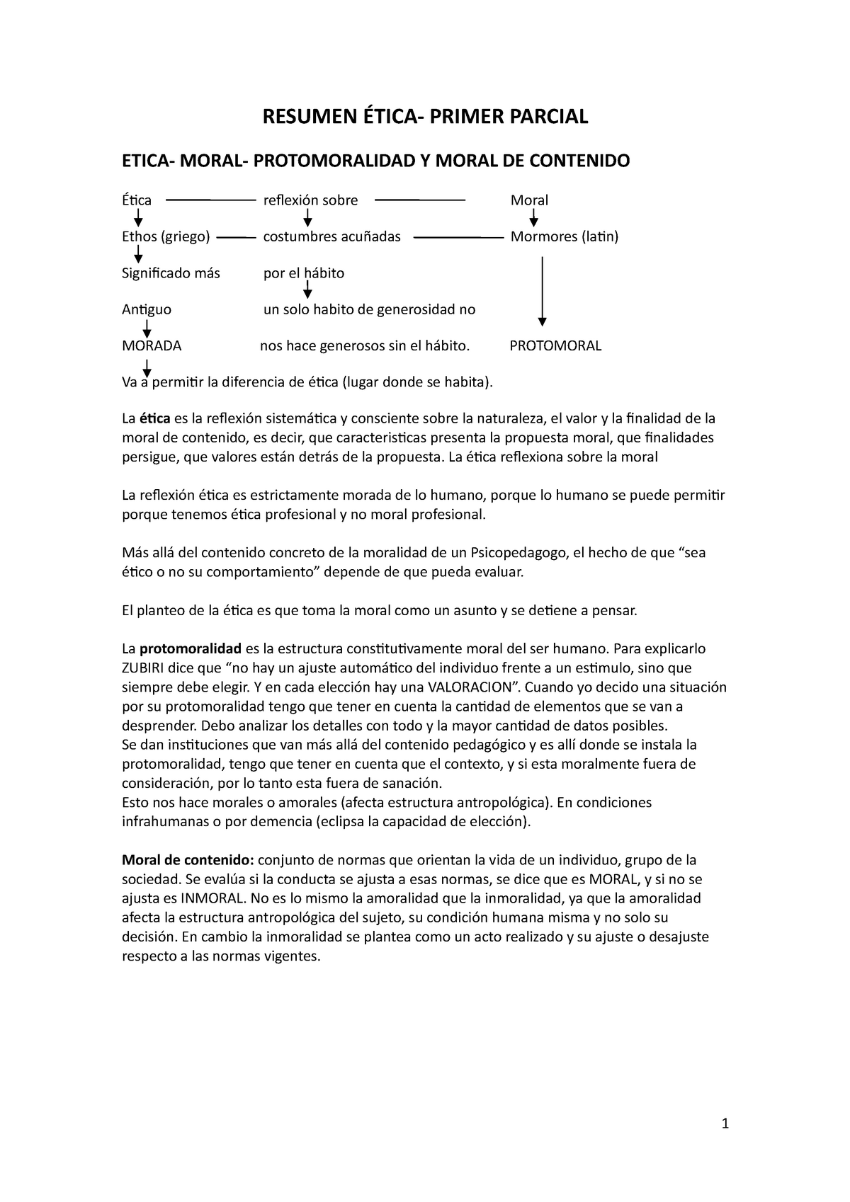 Etica Resumen Primera Parte Resumen Ética Primer Parcial Etica Moral Protomoralidad Y 0379