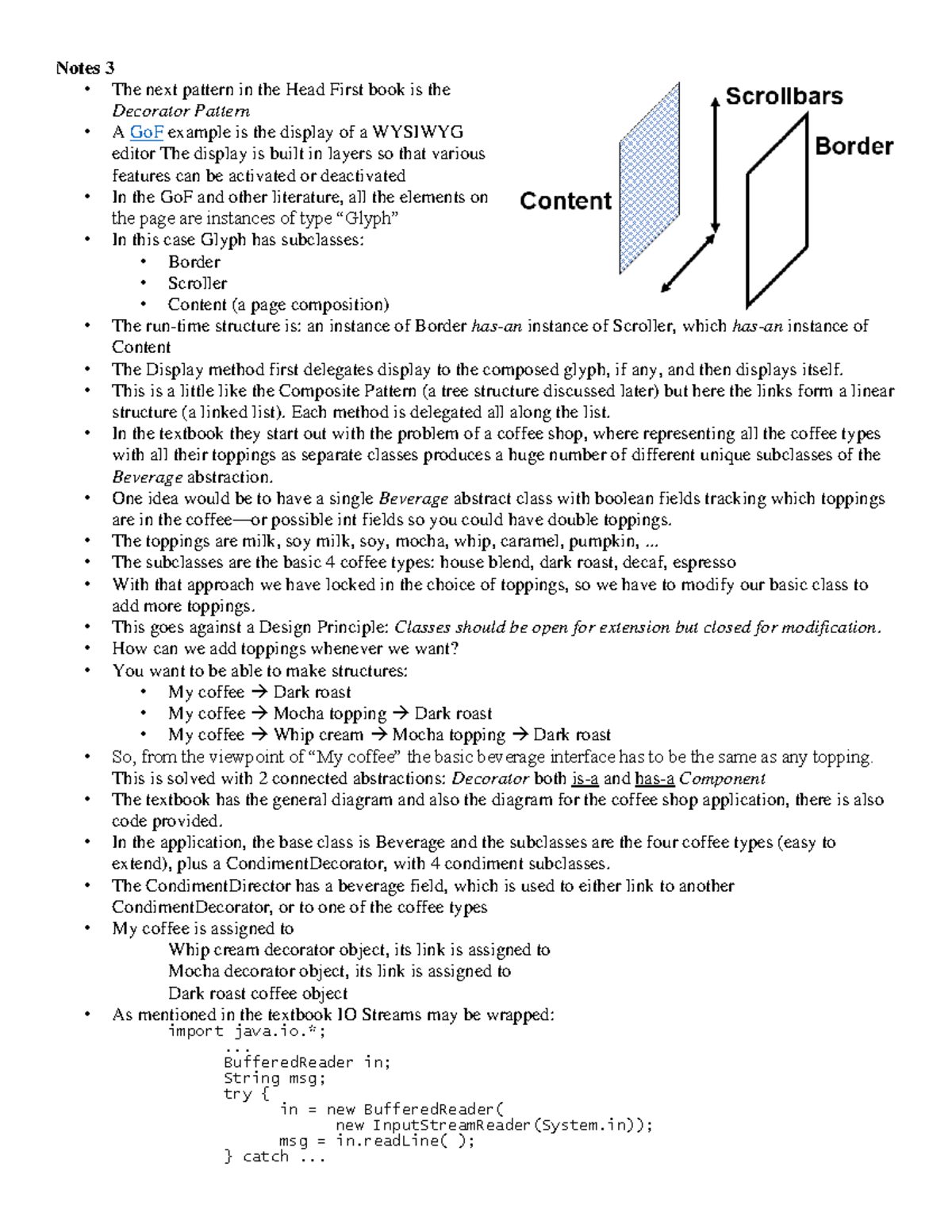 Notes 3 Notes 3 The next pattern in the Head First book is the