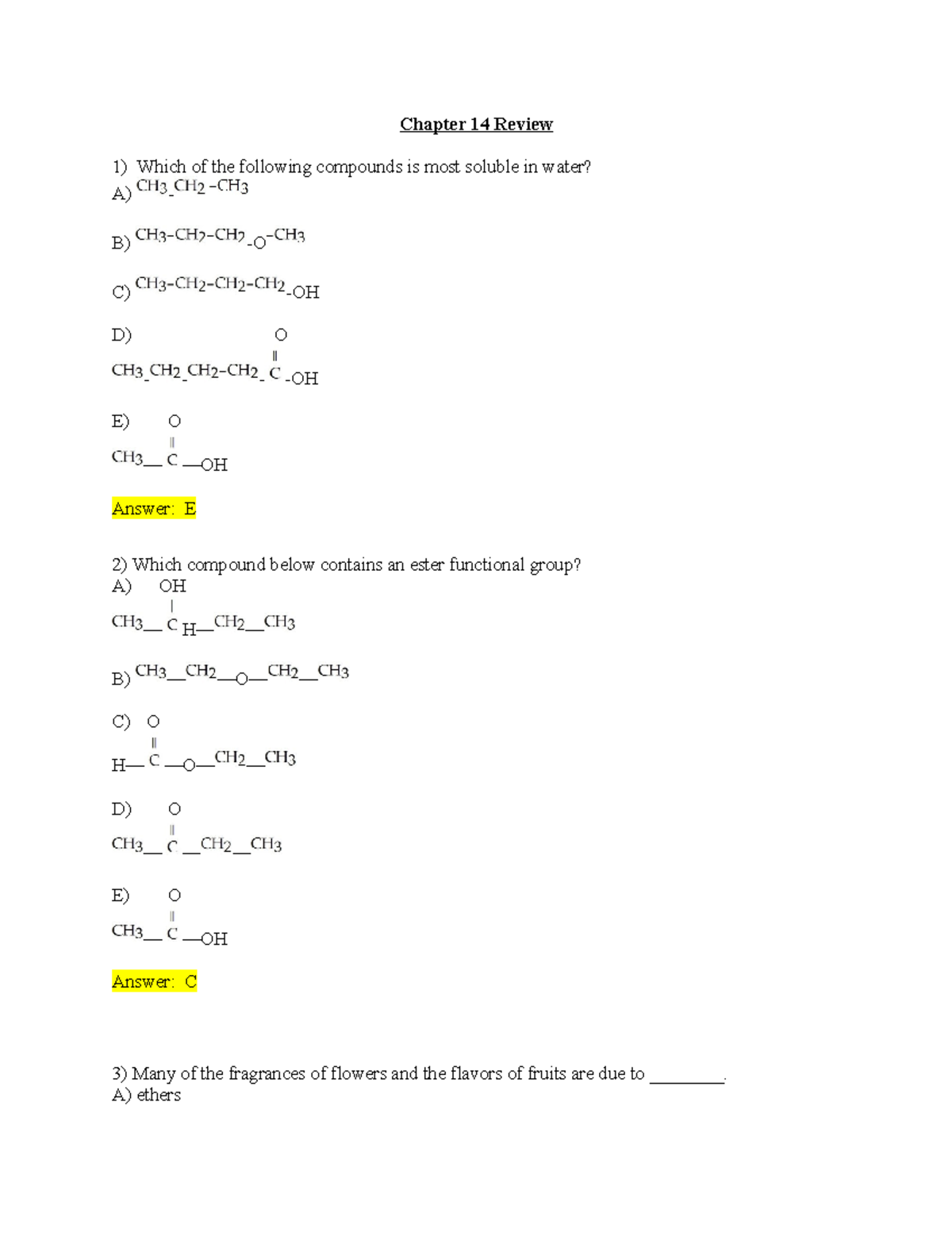 Chapter 14 -15 assignment - Chapter 14 Review Which of the following ...