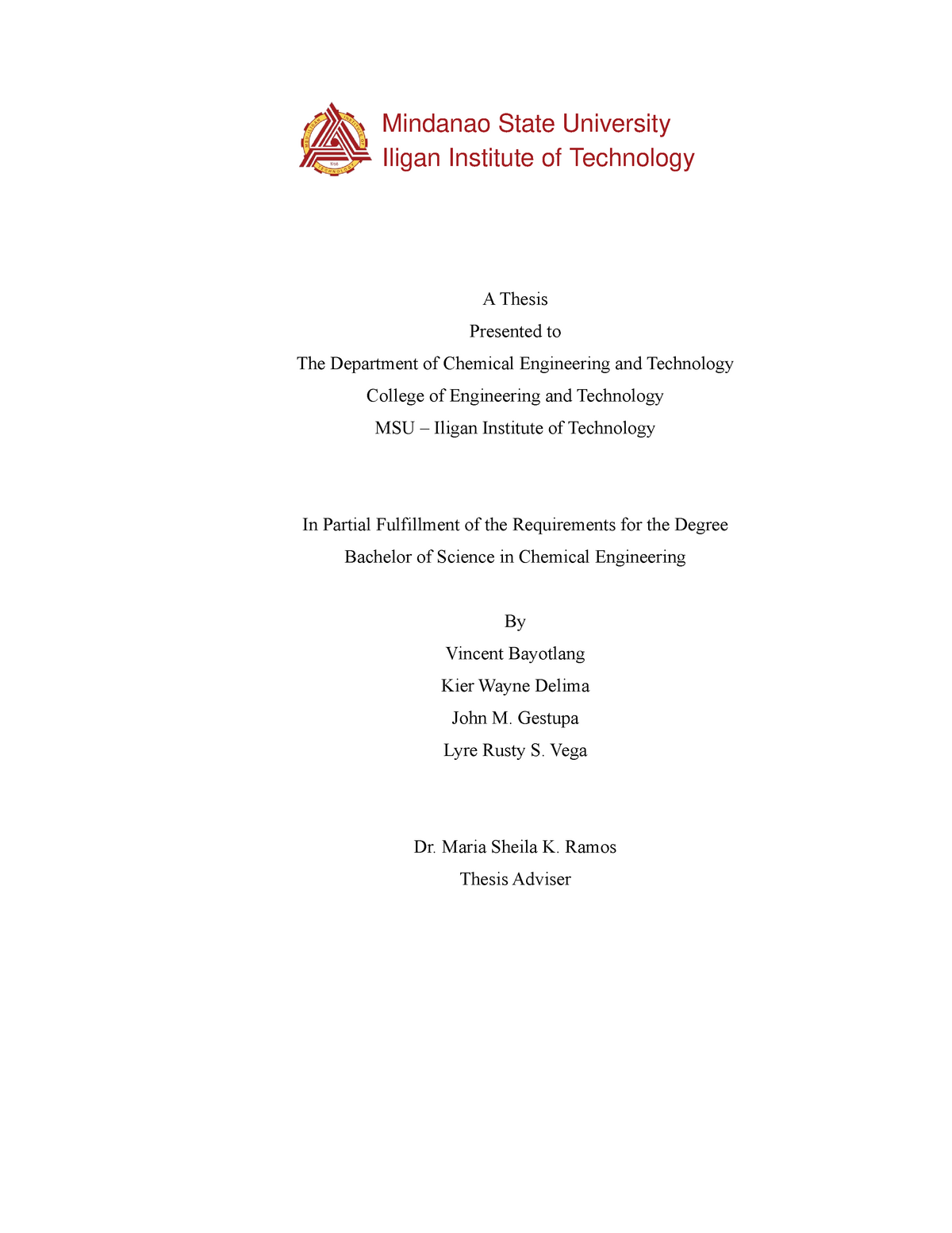 thesis of chemical engineering