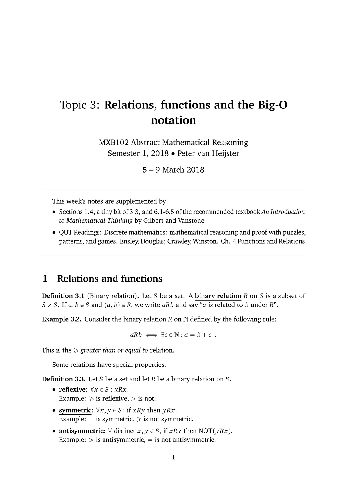 Topic 03 Relations Functions And Big O Notation Studocu