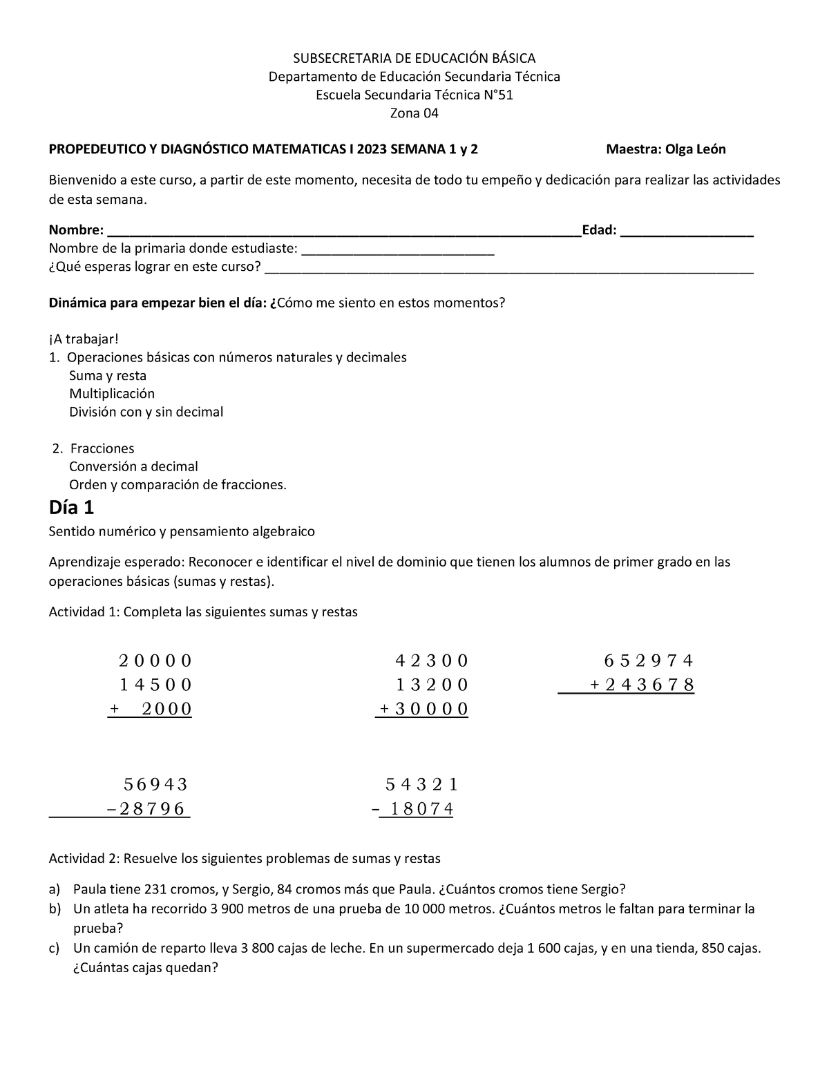 Diagnostico 2023-2024 Semana 1 - SUBSECRETARIA DE EDUCACI”N B¡SICA ...