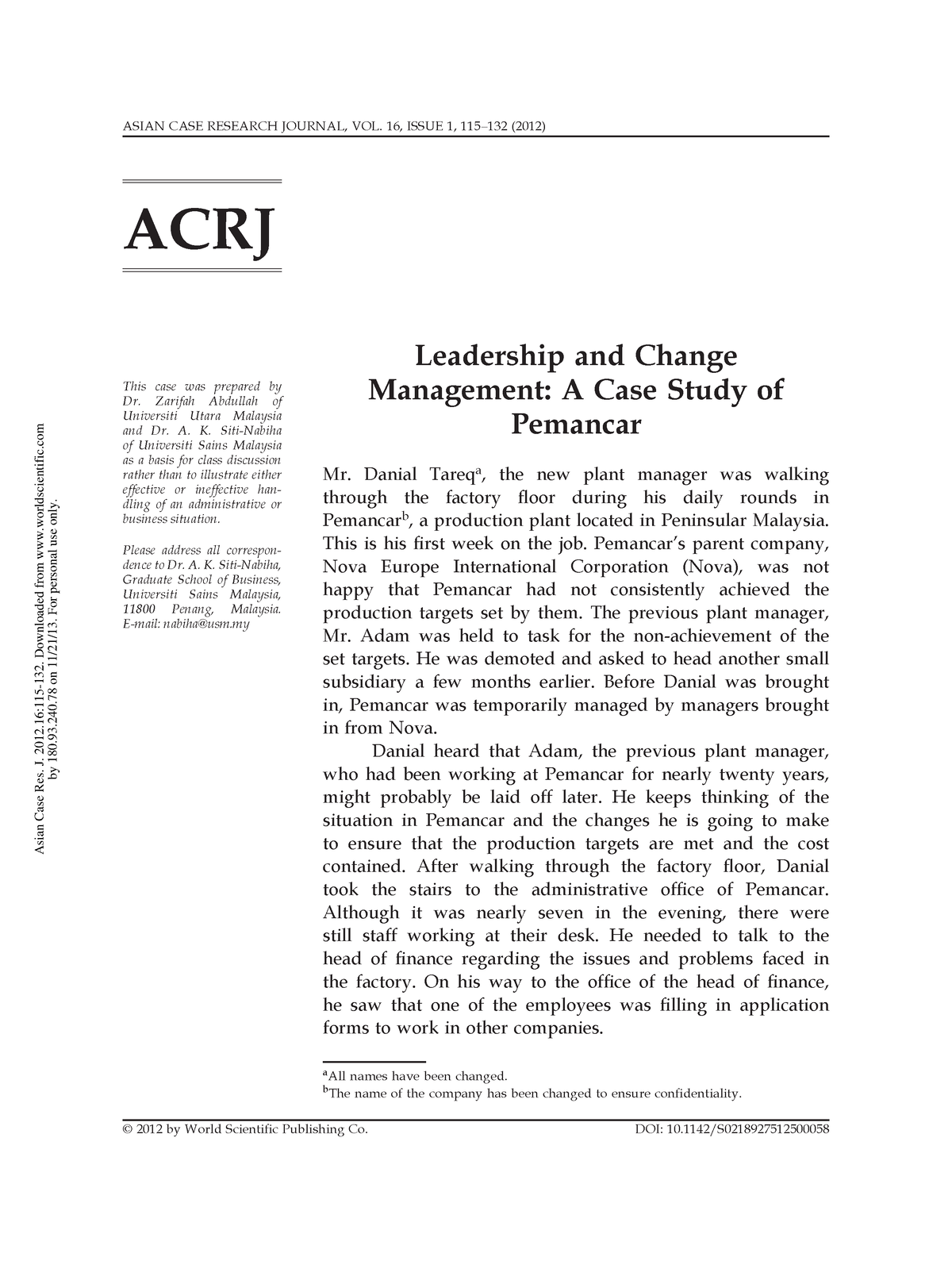 case study on leadership and change management