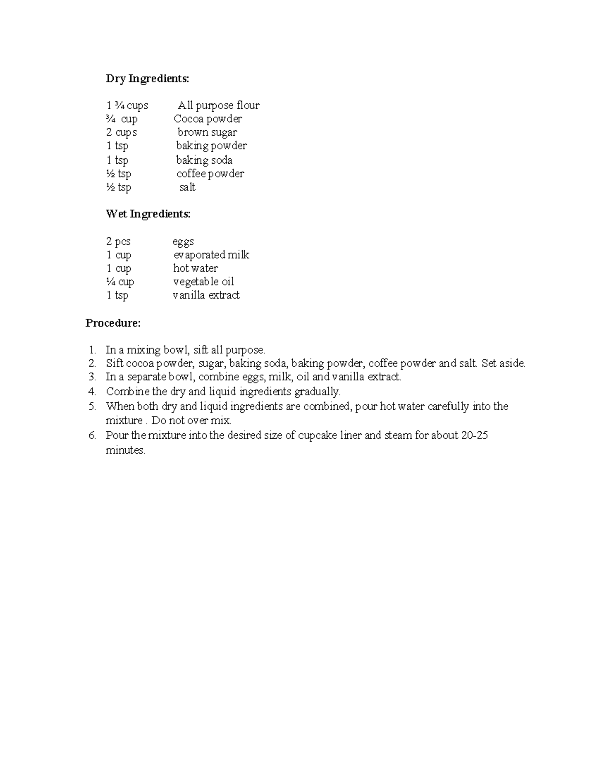 Dry Ingredients - Sift cocoa powder, sugar, baking soda, baking powder ...