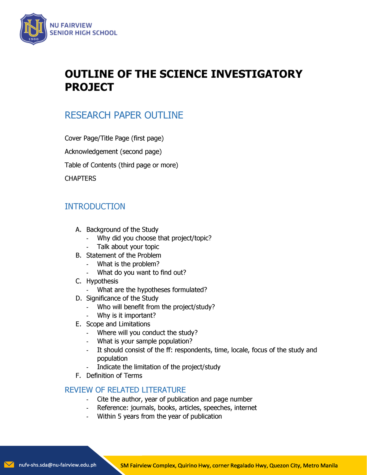 science investigatory project research paper