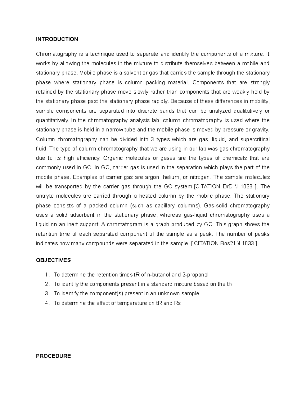LAB Report Experiement 5 (GC) INTRODUCTION Chromatography is a