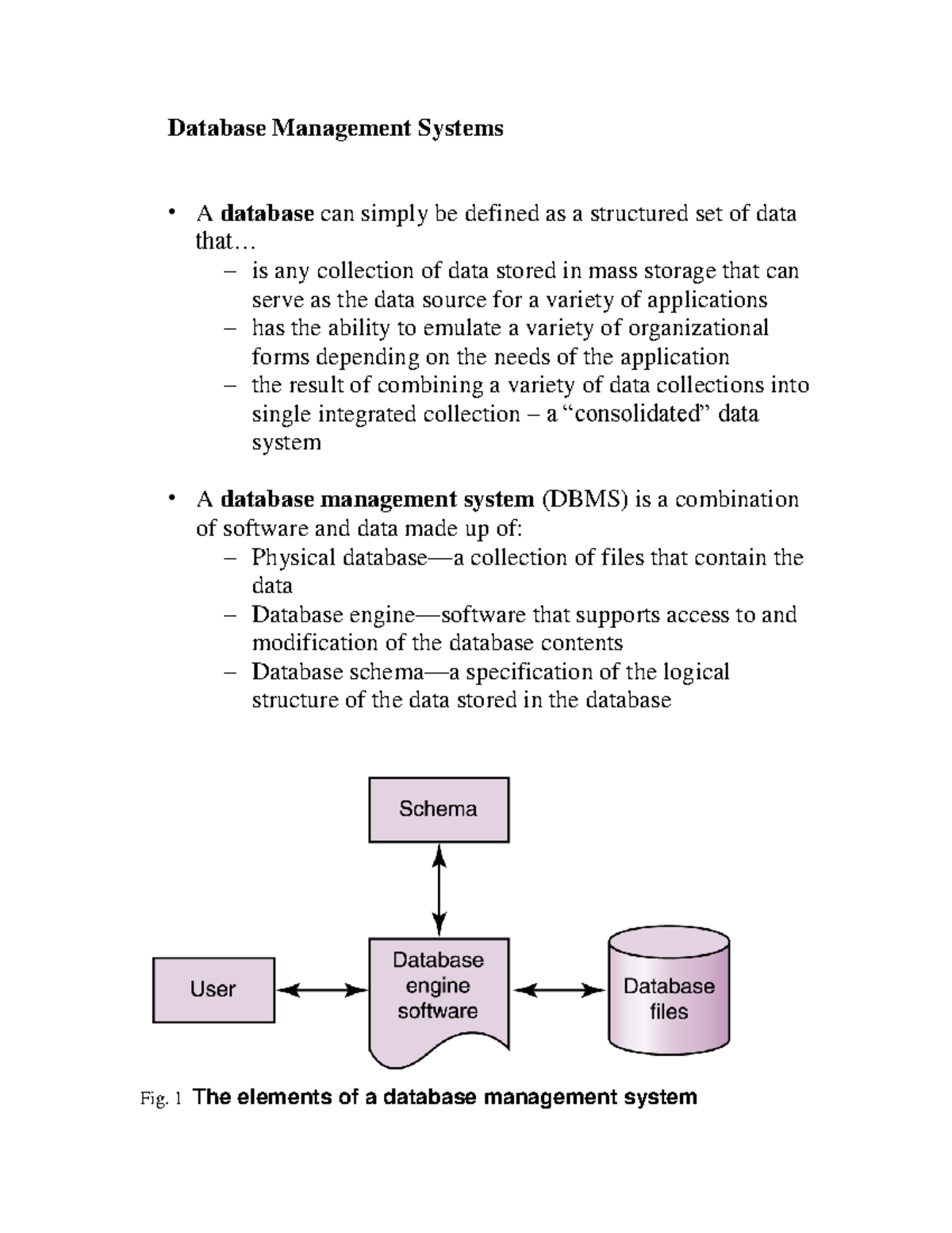Dbms-brief - thats all i have - Database Management Systems A database ...