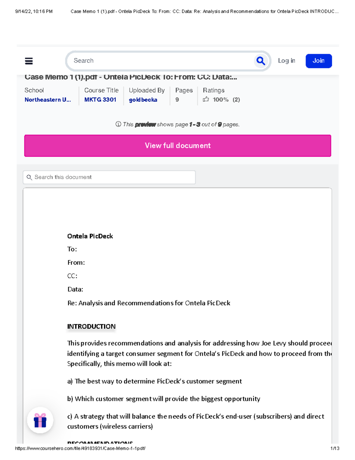 Case Memo 1 - Ontela Pic Deck Analysis and Recommendations for Ontela ...
